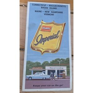 Atlantic Imperial Vintage Road Map New England Travel Guide 1950s